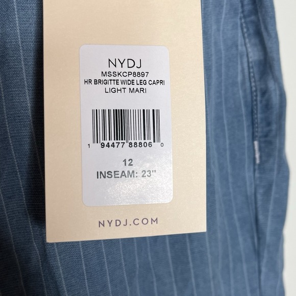 NYDJ High Rise Brigitte Wide Leg Capri Pants Blue Striped Womens 12 Chambray - Picture 6 of 9